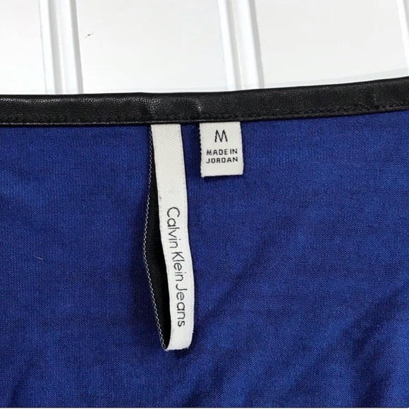 •Calvin Klein Jeans• vegan leather trim top - Picture 5 of 6